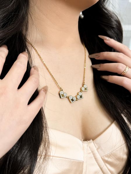 Multi Wearing Heart Necklace 4 Heart Magnetic Rose Gold Necklace