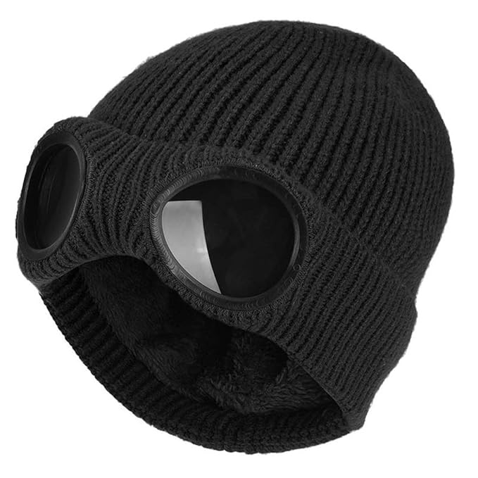 Unisex Wool Knitted Goggles Beanie