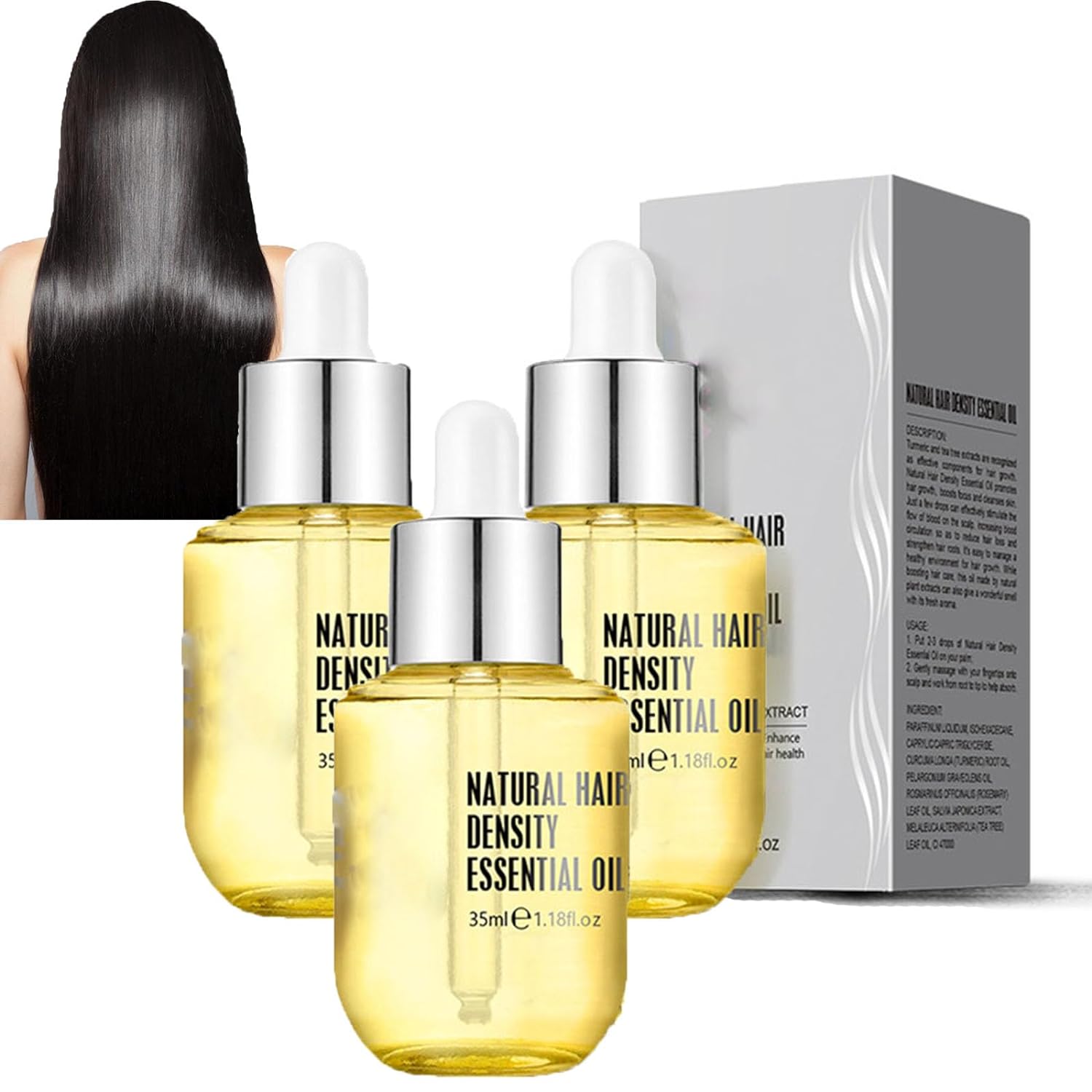 Natural Hair Density Essential Oil - Hair Growth Serum for Thicker Hair