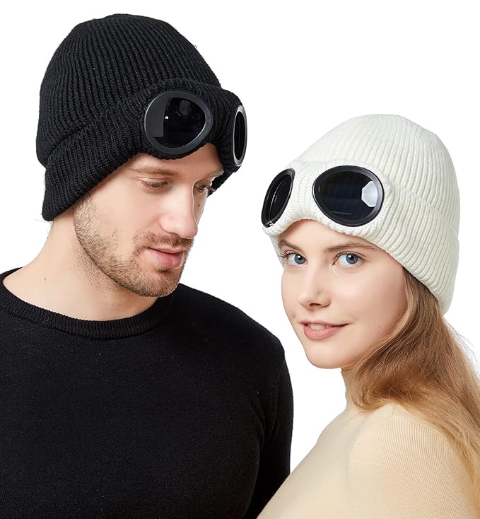 Unisex Wool Knitted Goggles Beanie