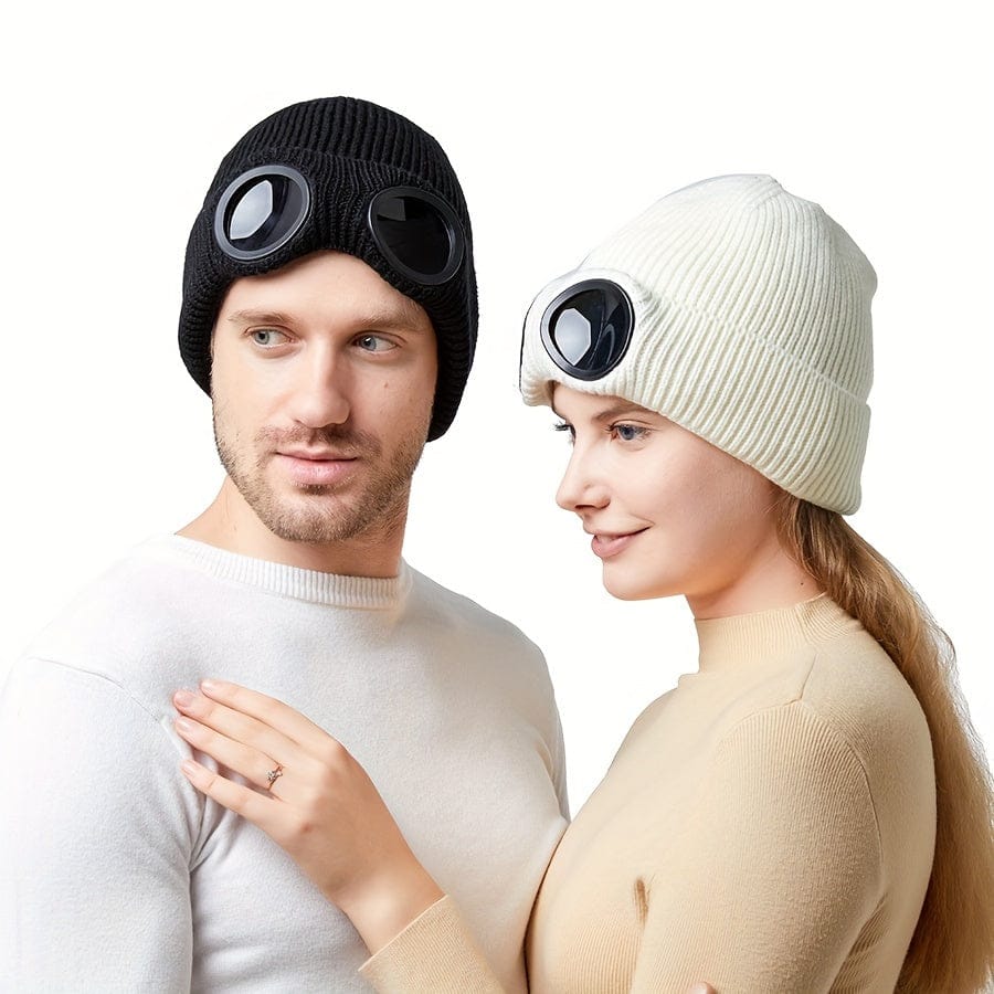 Unisex Wool Knitted Goggles Beanie