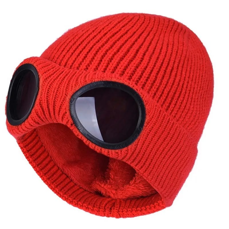 Unisex Wool Knitted Goggles Beanie
